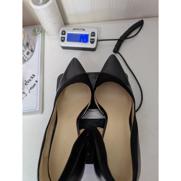 Nine West Alvaa Black Leather Pointed Toe Slip On Half D'Orsay Stiletto 7.5M - Picture 15 of 15